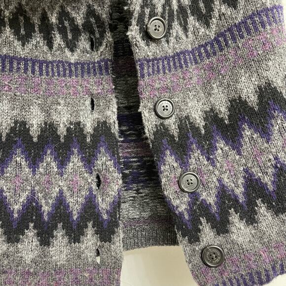 Lauren Ralph Lauren Lambswool Sweater Vest Gray Purple Aztec Western Preppy Sz S - Picture 8 of 8